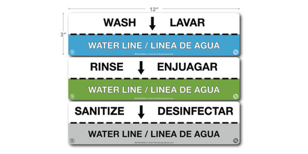 3 Compartment Sink Decals for Sink Interior