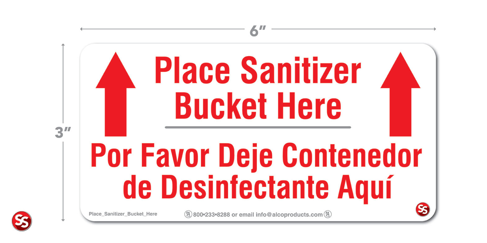 Place Sanitizer Bucket Here Decal Alco Products