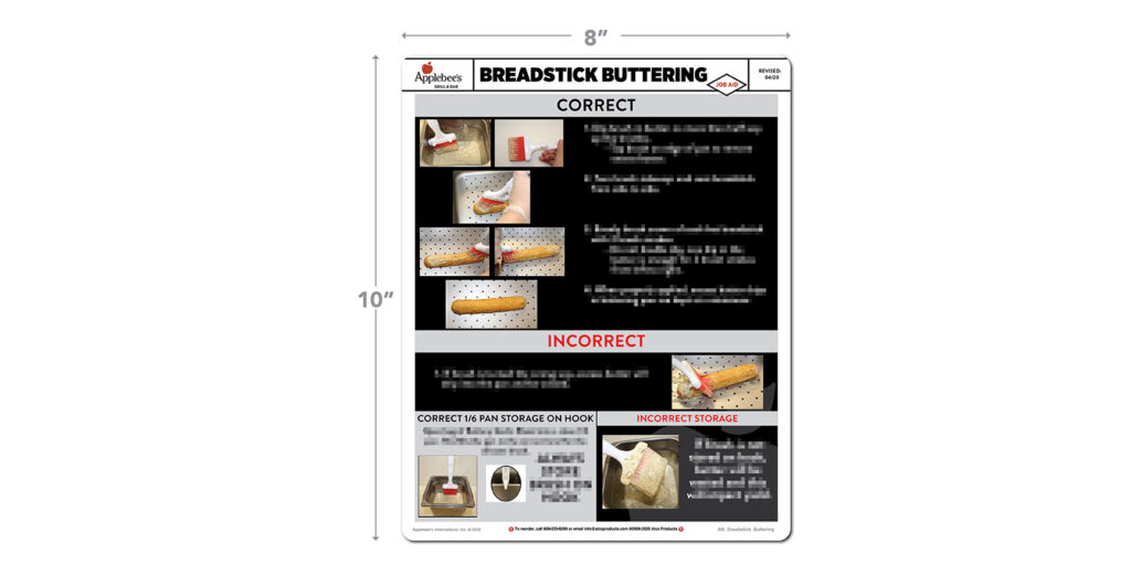 Applebee's Breadstick Buttering Job Aid Alco Products