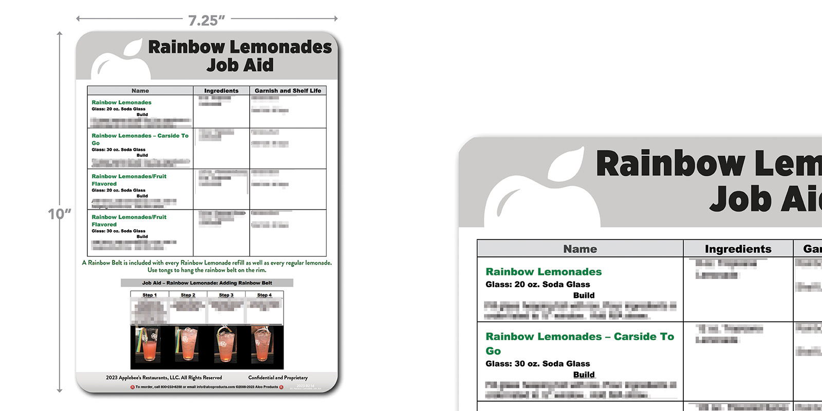 Applebee's Rainbow Lemonade Job Aid Alco Products