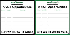 Beef O' Brady's  A vs. T Opportunities Dry Erase Board