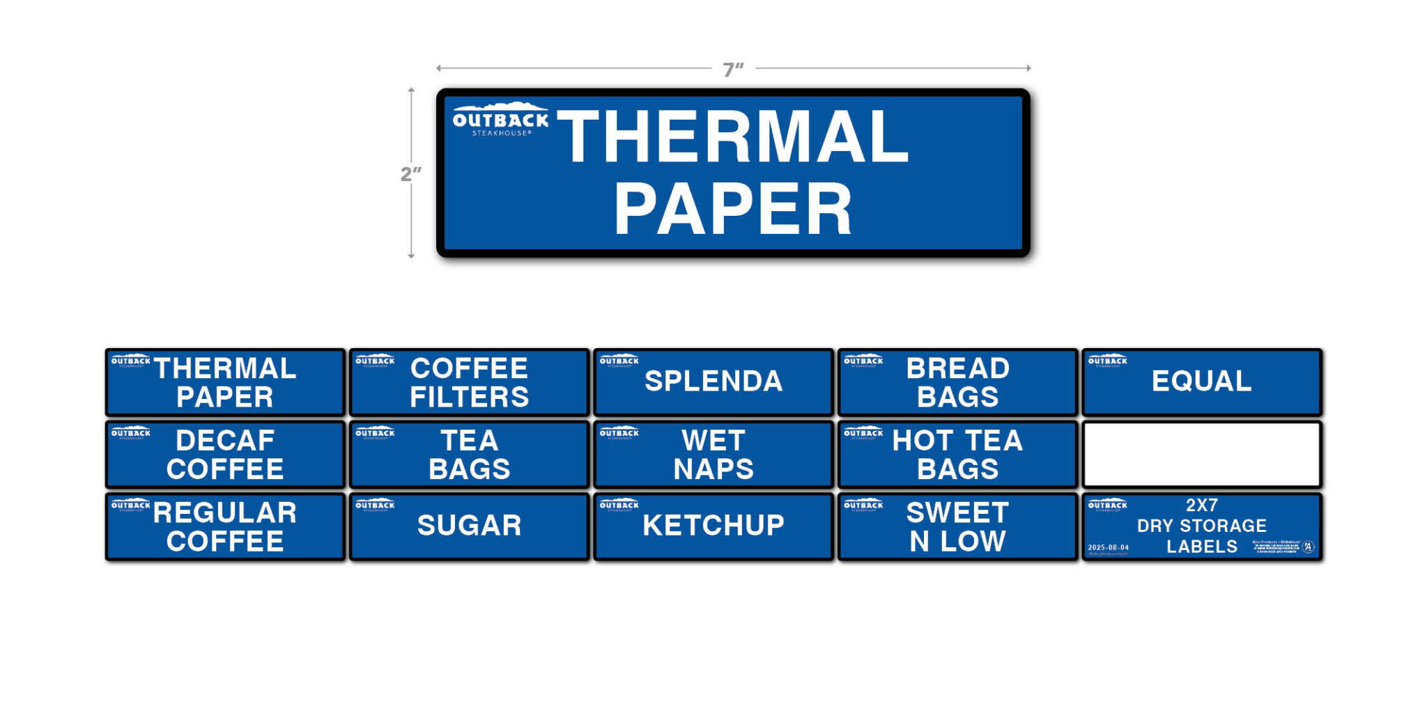 Outback Dry Storage Labels 2x7 - Alco Products