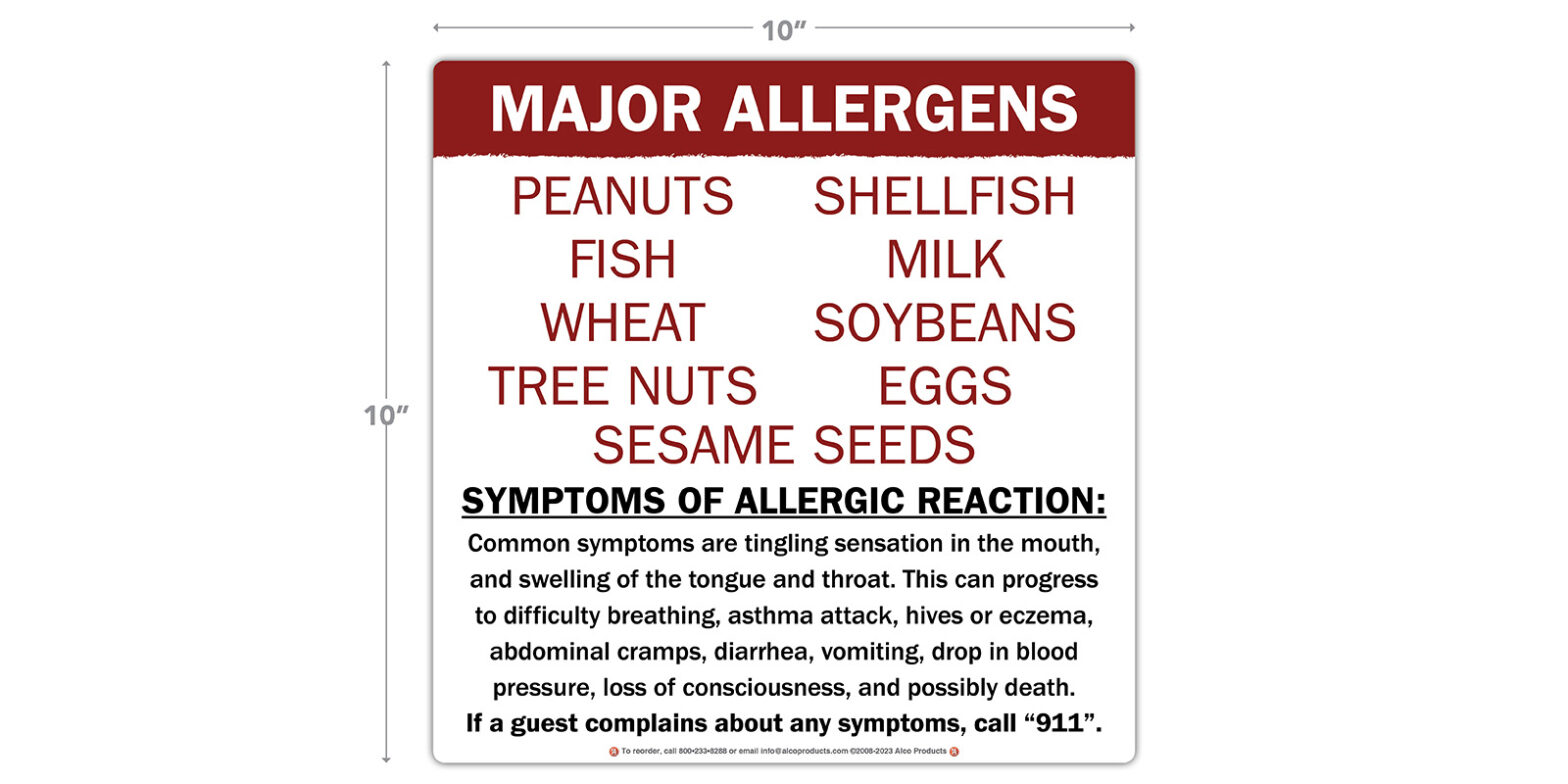 Outback Major Allergens Sign - Alco Products
