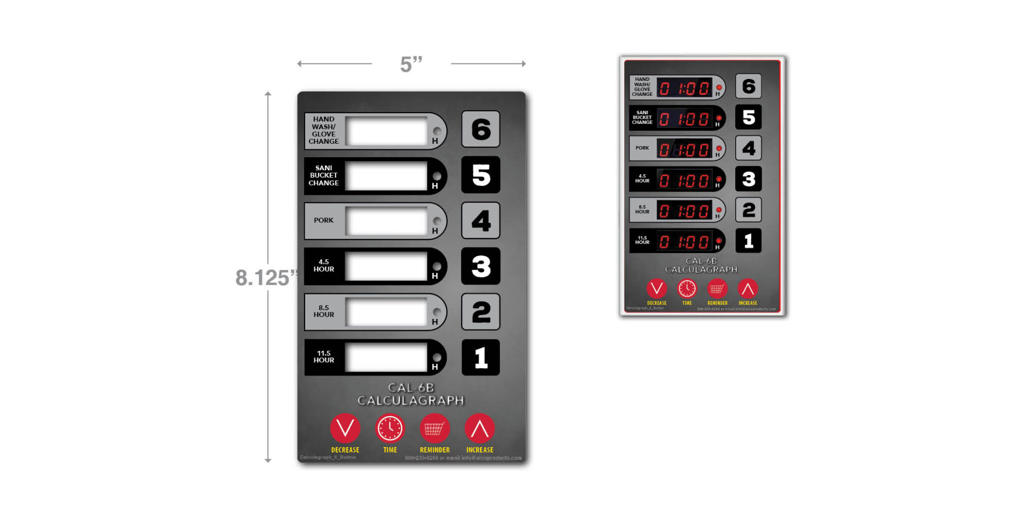 Calculagraph 6 Button Timer Faceplate Decal - Alco Products