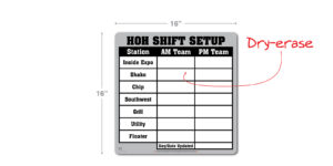 DFS HOH Shift Setup Board