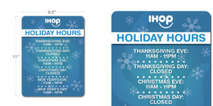 IHOP Holiday Hours Cling