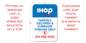 IHOP Takeout Delivery Parking Sign