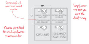 IHOP Hours of Operation Decal