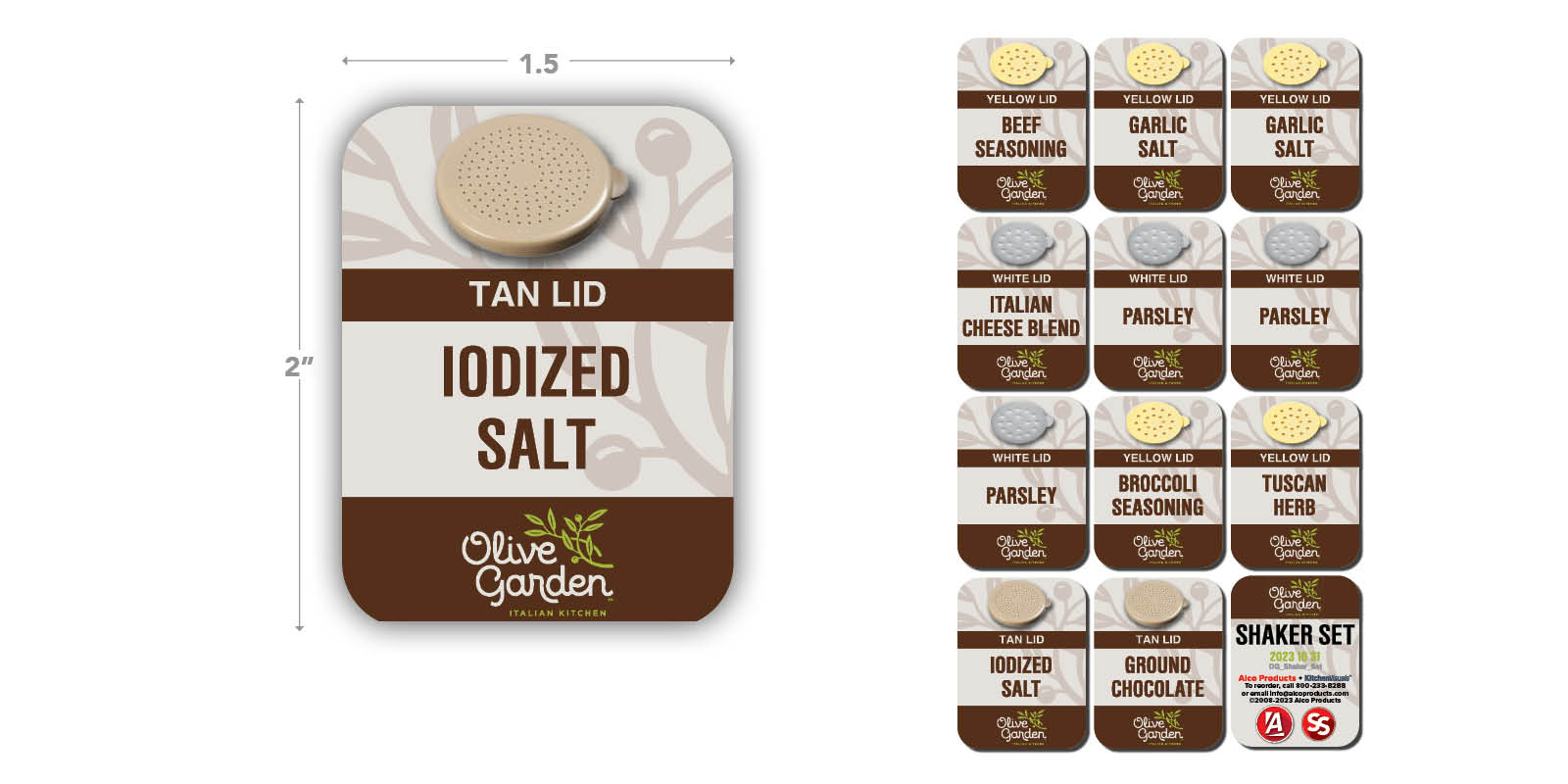 OLIVE GARDEN Shaker Label Set