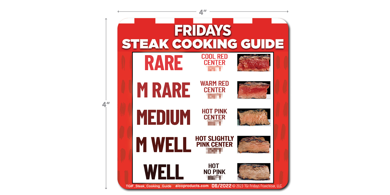 TGI Fridays Steak Cooking Guide