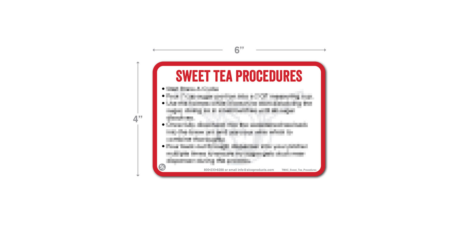 Taco Mac Sweet Tea Procedure Decal - Alco Products