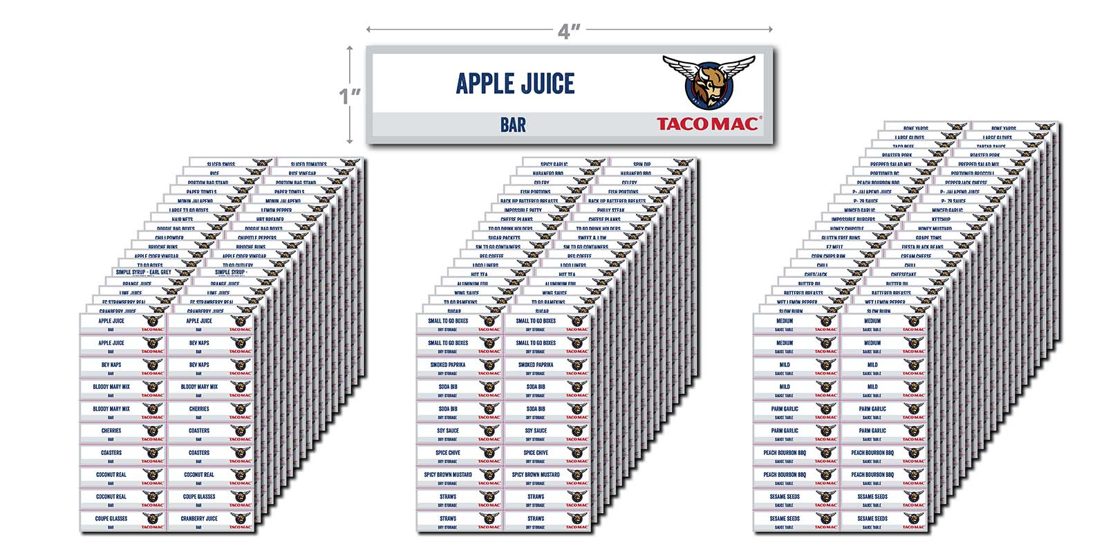 Taco Mac Master Inventory Label Set