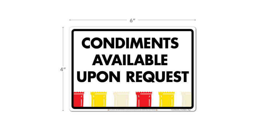Alco Signs Condiments Available Upon Request Sign - Alco Products
